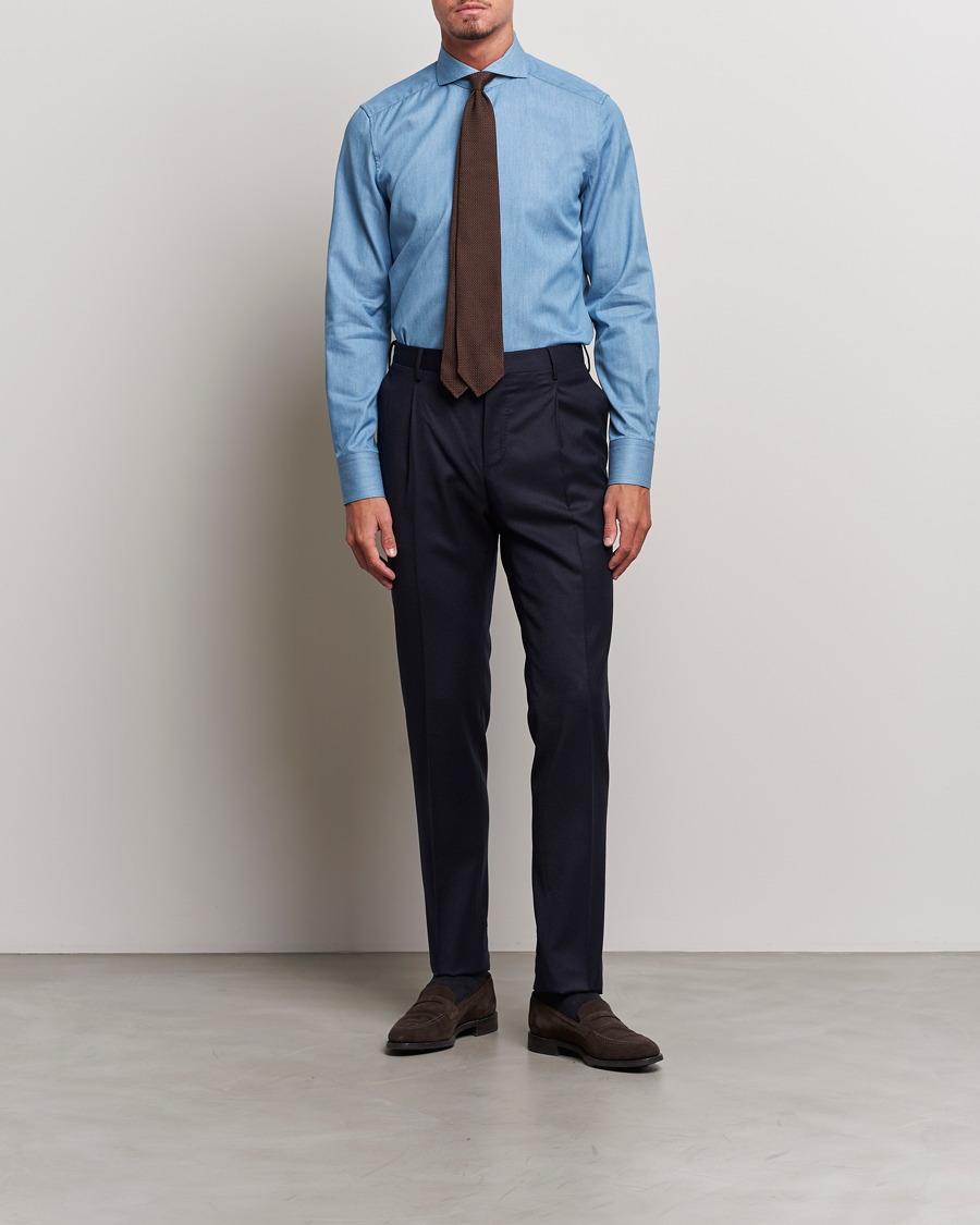 Herre | Skjorter | Stenströms | 1899 Slim Denim Twill Shirt Indigo