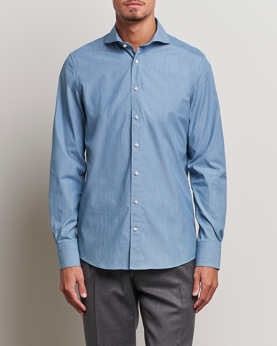 Herre | Jeansskjorter | Stenströms | 1899 Slim Denim Poplin Shirt Indigo