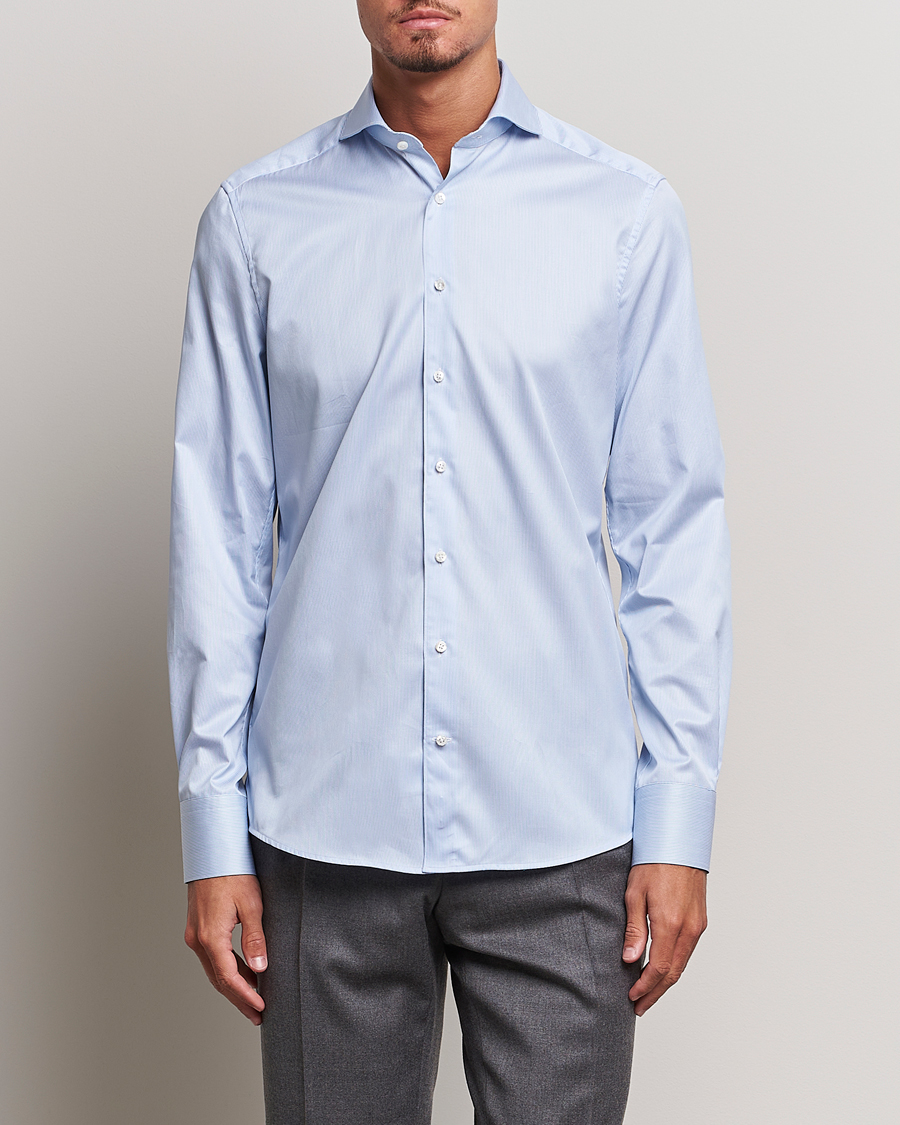 Herre |  | Stenströms | 1899 Slim Supima Cotton Twill Stripe Shirt Blue