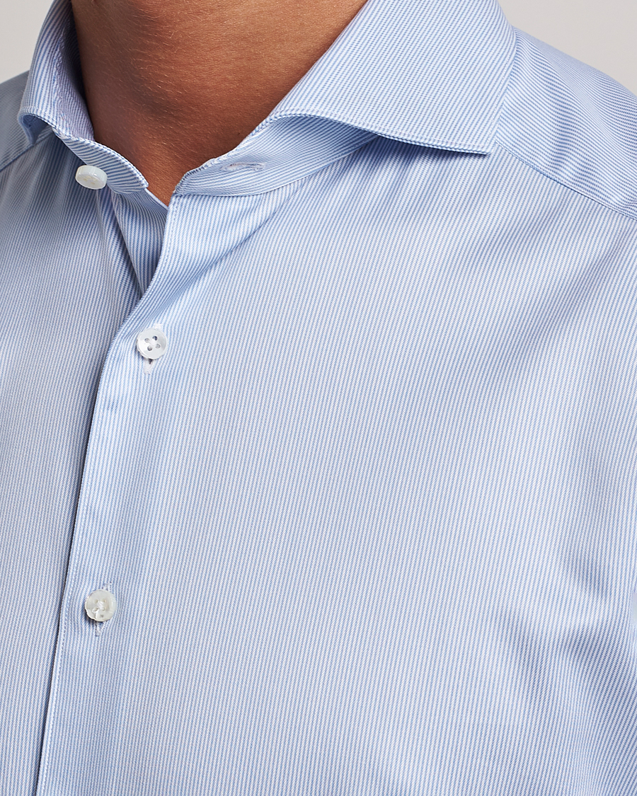 Herre | Skjorter | Stenströms | 1899 Slim Supima Cotton Twill Stripe Shirt Blue