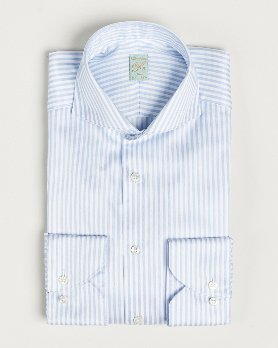 Herre |  | Stenströms | 1899 Slim Supima Cotton Stripe Shirt Blue