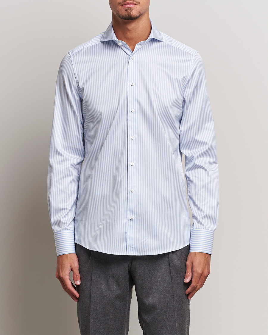 Herre | Formelle | Stenströms | 1899 Slim Supima Cotton Stripe Shirt Blue