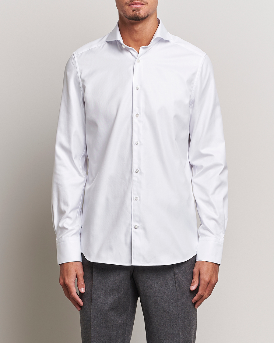 Herre | Businesskjorter | Stenströms | 1899 Slim Supima Cotton Twill Shirt White