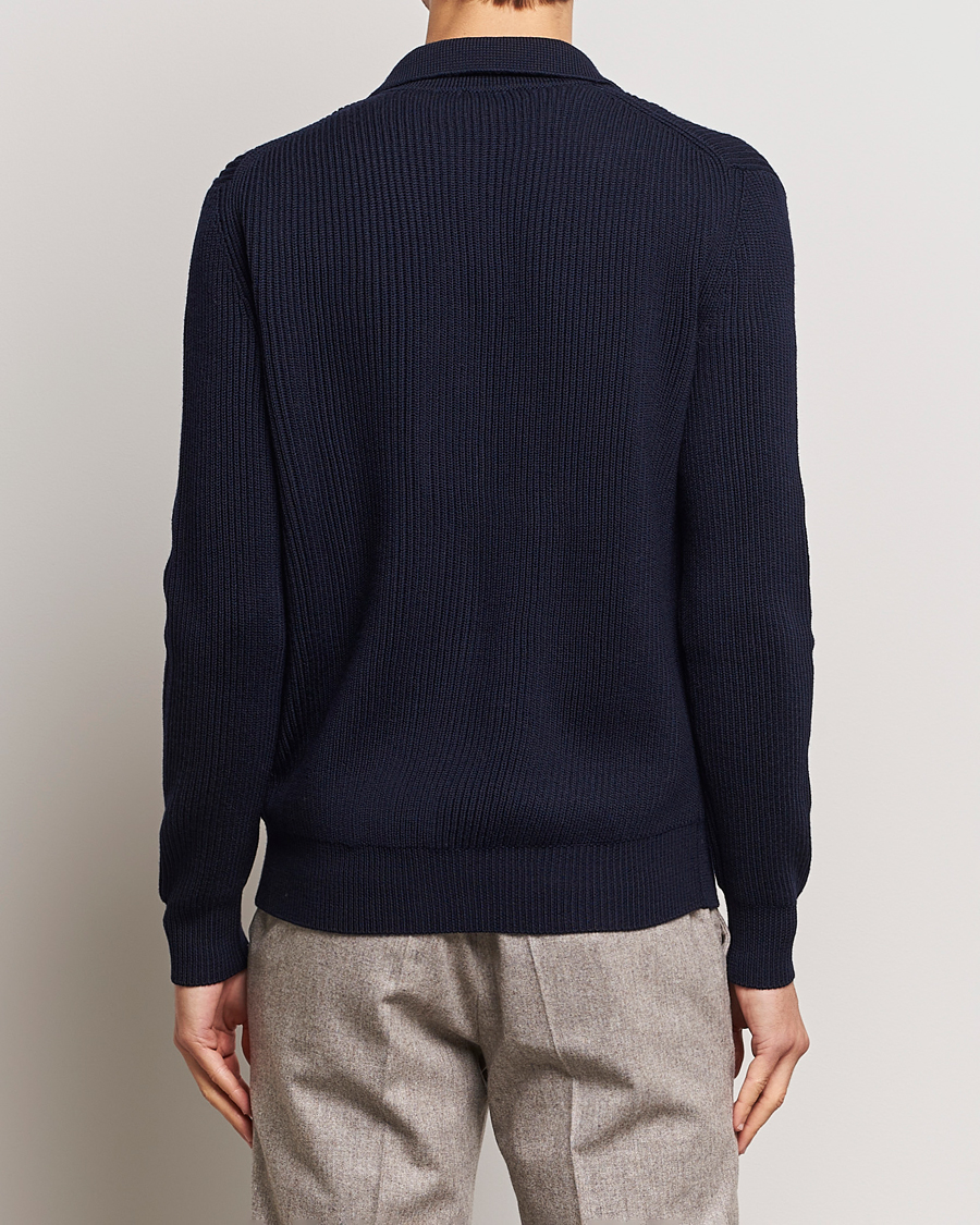 Herre | Gensere | Altea | Rib Wool Cardigan Navy