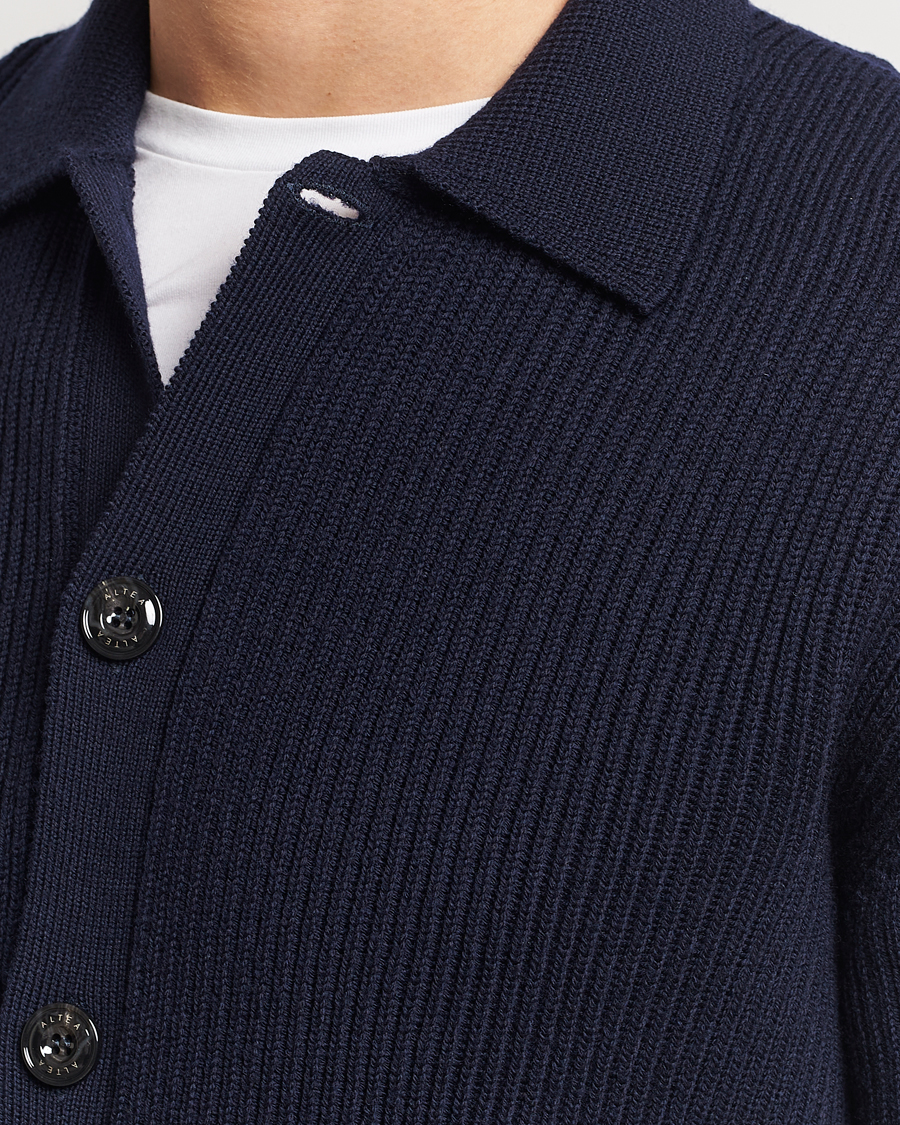 Herre | Gensere | Altea | Rib Wool Cardigan Navy