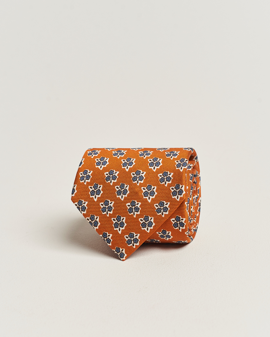 Herre | Altea Printed Silk Tie Orange | Altea | Printed Silk Tie Orange