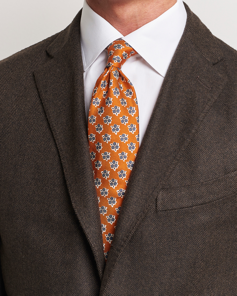 Herre | Altea Printed Silk Tie Orange | Altea | Printed Silk Tie Orange