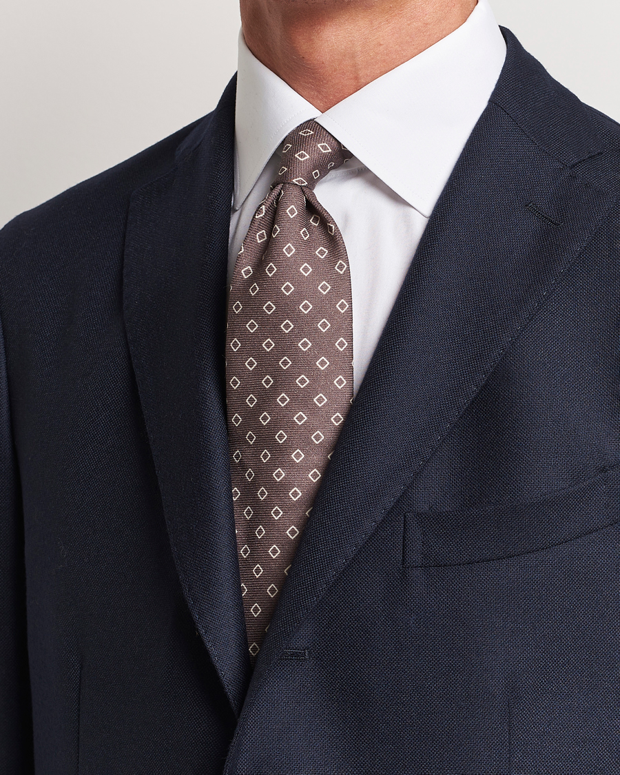 Herre | | Altea | Printed Wool Tie Brown