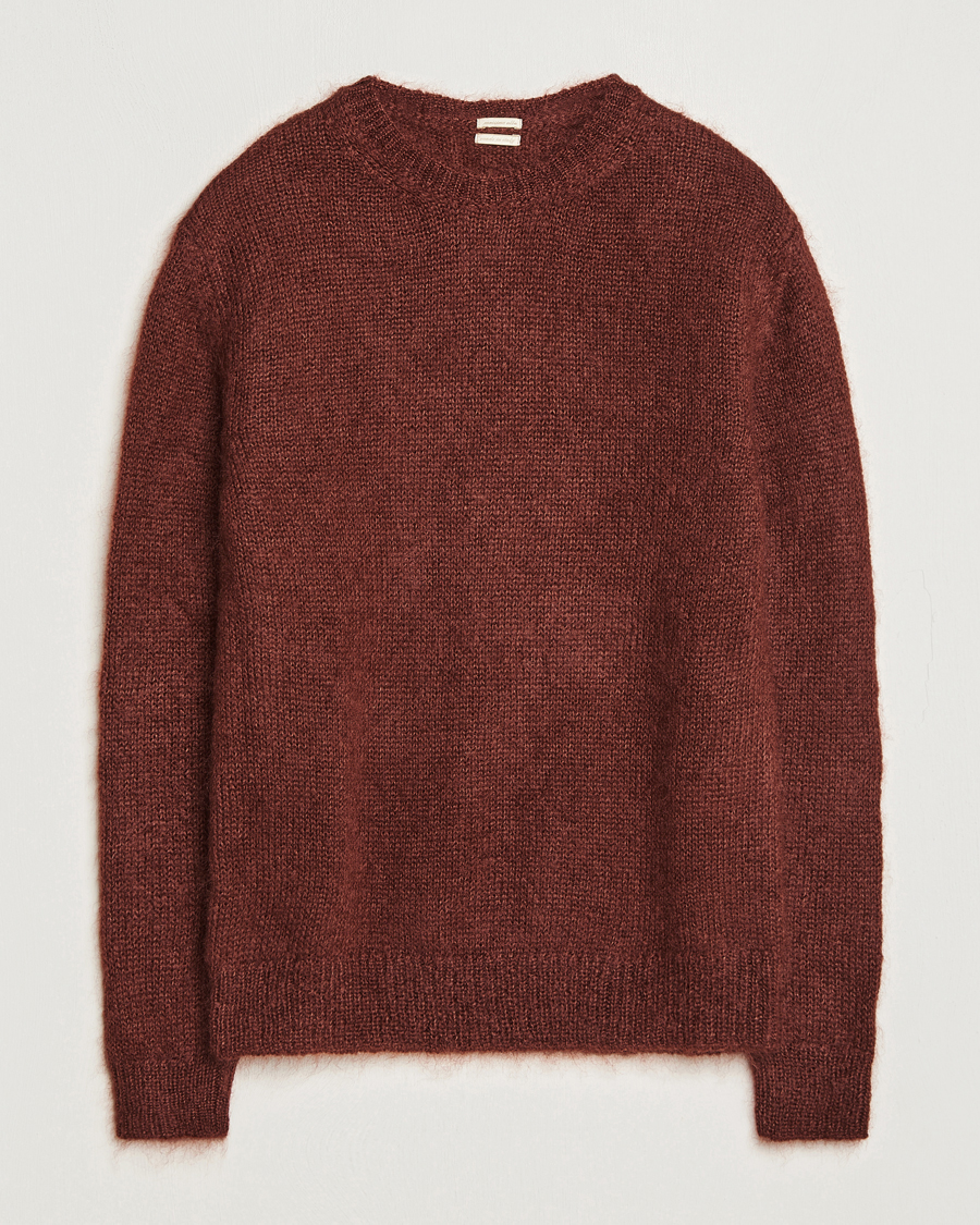Herre | | Massimo Alba | Alder Mohair/Silk Crew Neck Burnt Orange