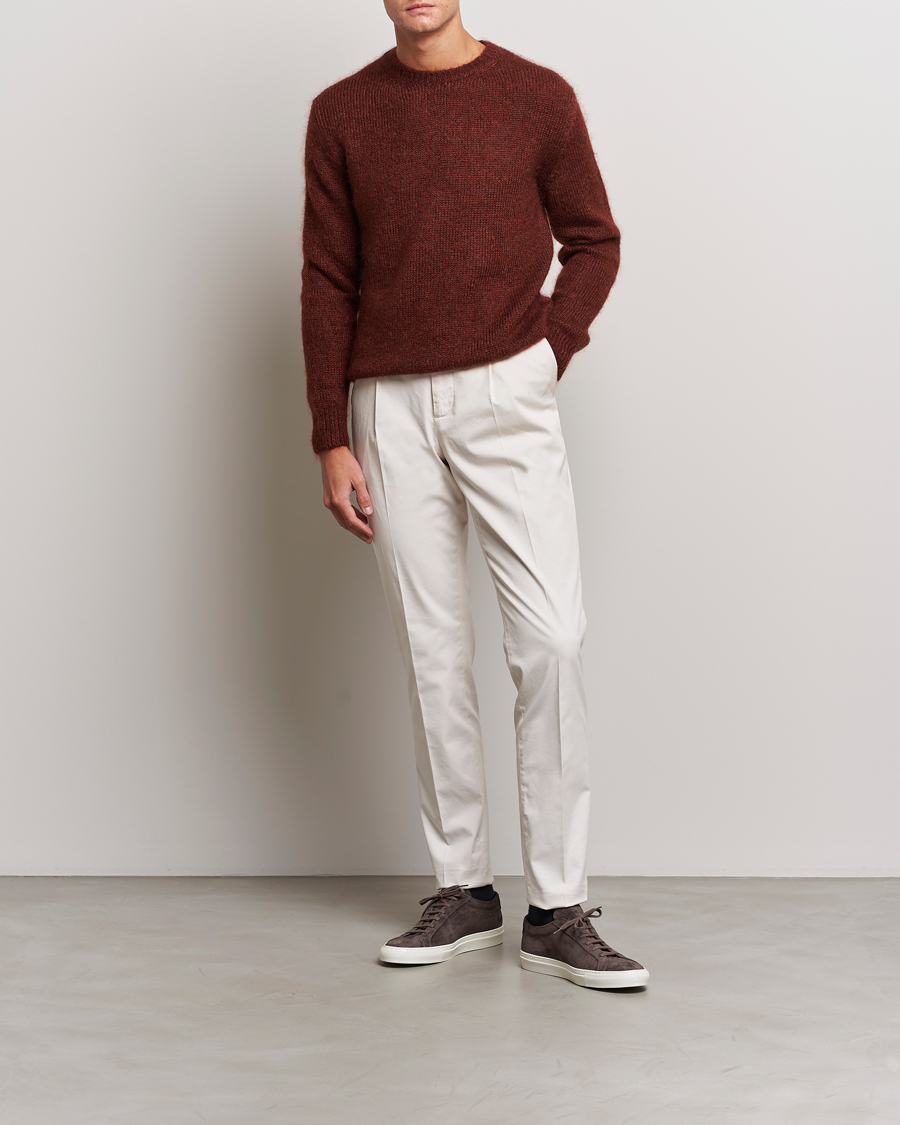Herre | Gensere | Massimo Alba | Alder Mohair/Silk Crew Neck Burnt Orange