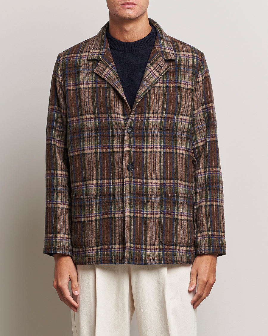 Herre |  | Massimo Alba | Florida Soft Wool Shirt Jacket Brown Check