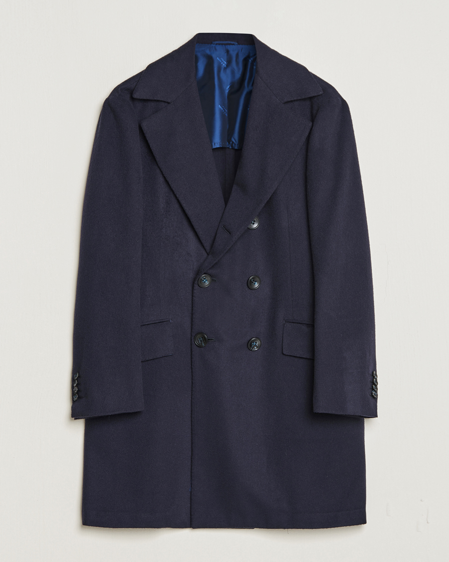 Herre | Kiton | Kiton | Double Breasted Cashmere Coat Navy