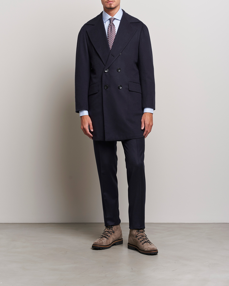Herre | Jakker | Kiton | Double Breasted Cashmere Coat Navy