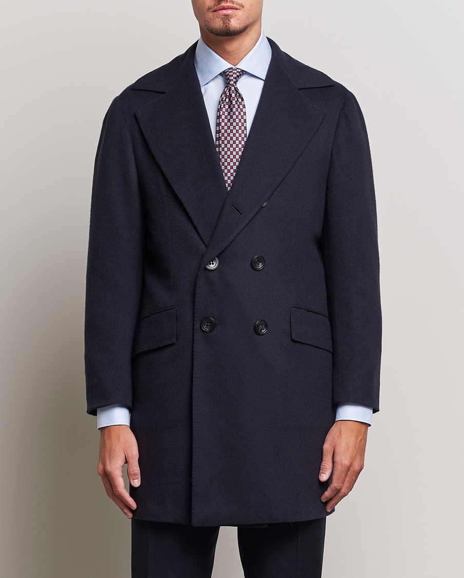 Herre | Dressede jakker | Kiton | Double Breasted Cashmere Coat Navy