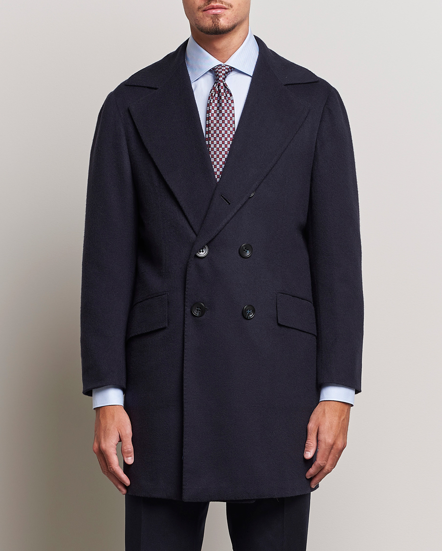 Herre | Kiton | Kiton | Double Breasted Cashmere Coat Navy