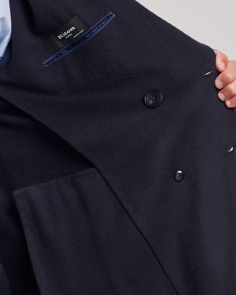 Herre | Jakker | Kiton | Double Breasted Cashmere Coat Navy