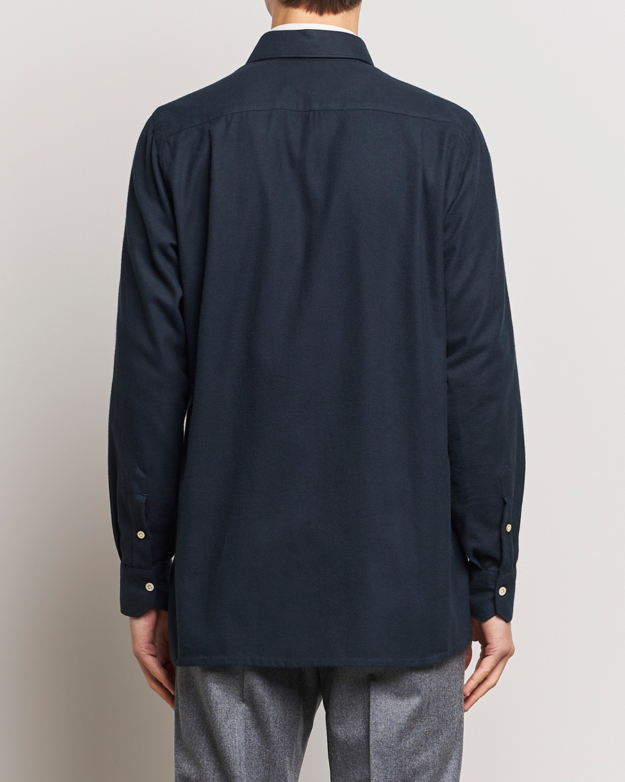 Herre | Skjorter | Kiton | Herringbone Flannel Overshirt Midnight