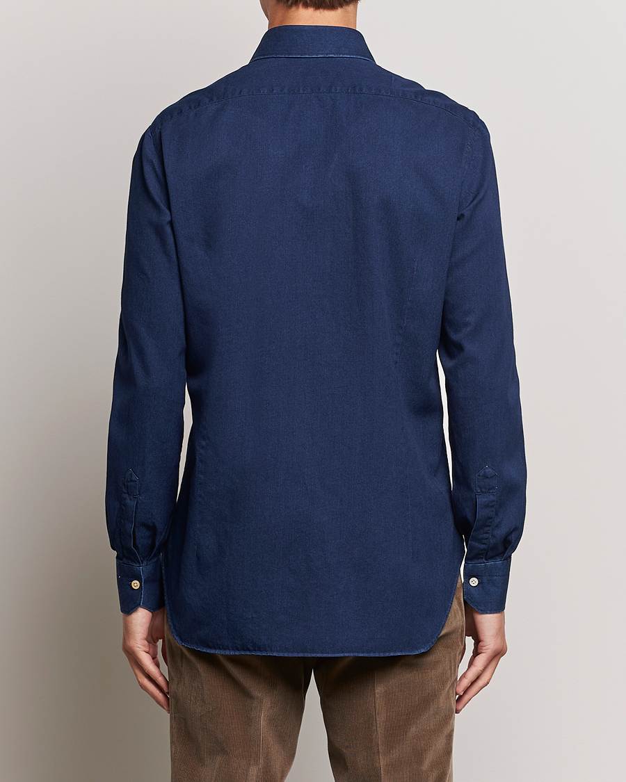 Herre | Skjorter | Kiton | Slim Fit Denim Shirt Dark Blue Wash