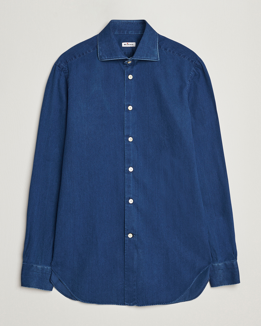 Herre | Klær | Kiton | Slim Fit Denim Shirt Medium Blue Wash
