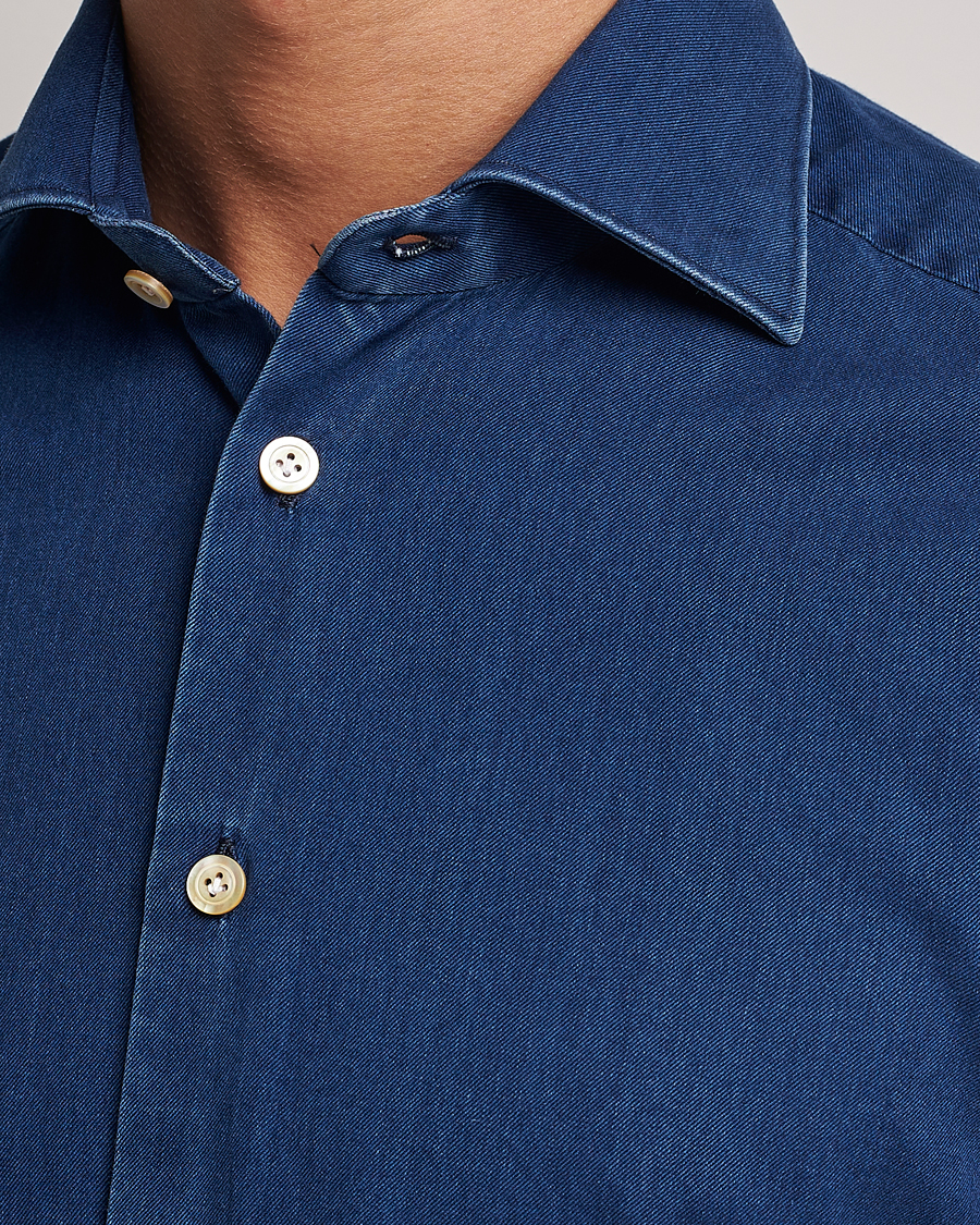 Herre | Skjorter | Kiton | Slim Fit Denim Shirt Medium Blue Wash