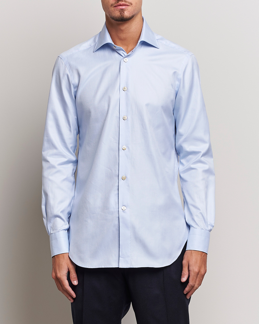 Herre | Skjorter | Kiton | Slim Fit Royal Oxford Shirt Light Blue