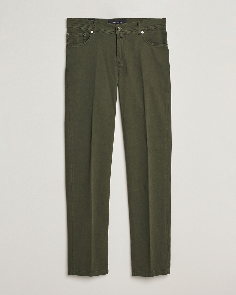 Herre |  | Kiton | Slim Fit Cashmere/Cotton 5-Pocket Pants Dark Green