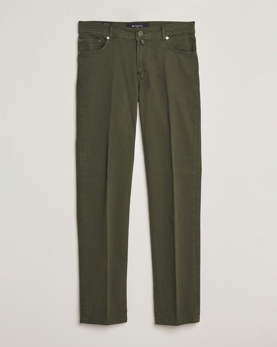 Herre | Bukser | Kiton | Slim Fit Cashmere/Cotton 5-Pocket Pants Dark Green