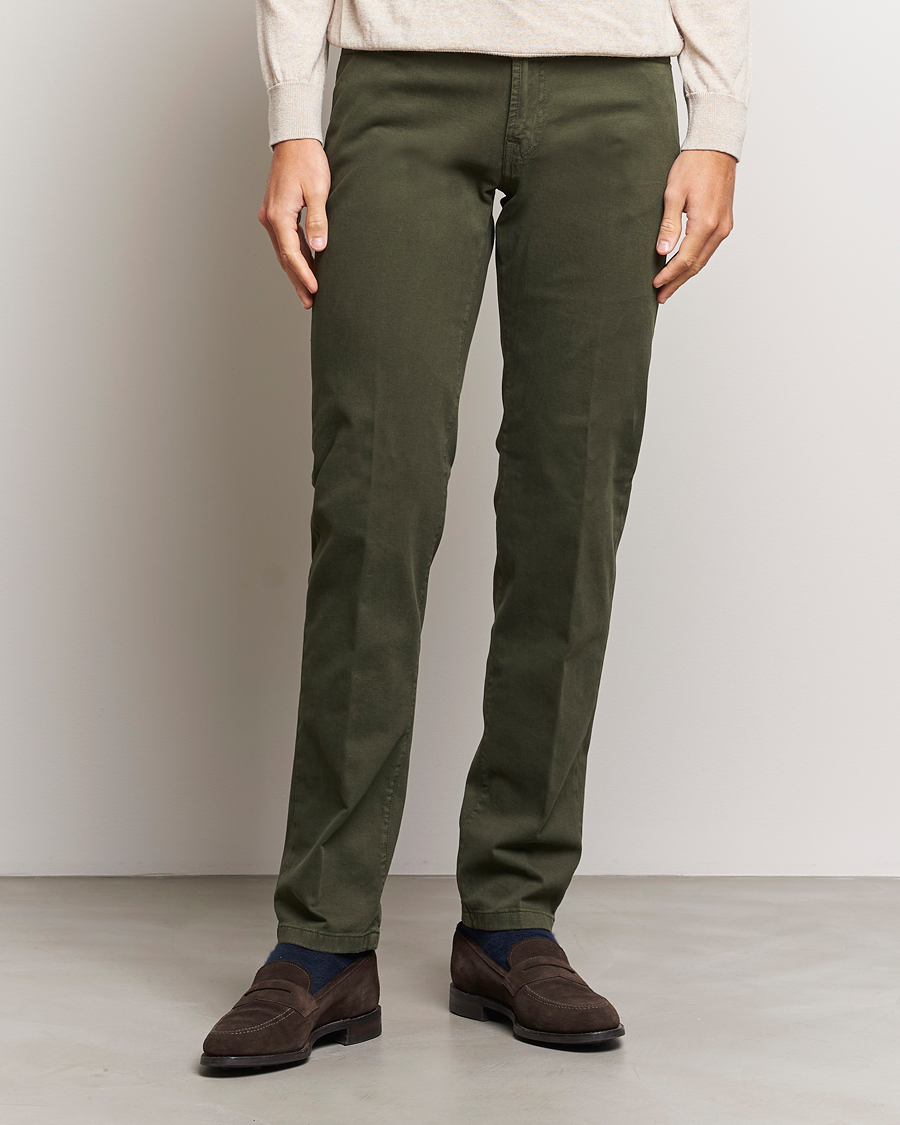 Herre | Kiton | Kiton | Slim Fit Cashmere/Cotton 5-Pocket Pants Dark Green