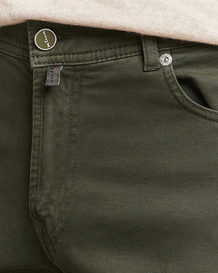 Herre | Bukser | Kiton | Slim Fit Cashmere/Cotton 5-Pocket Pants Dark Green