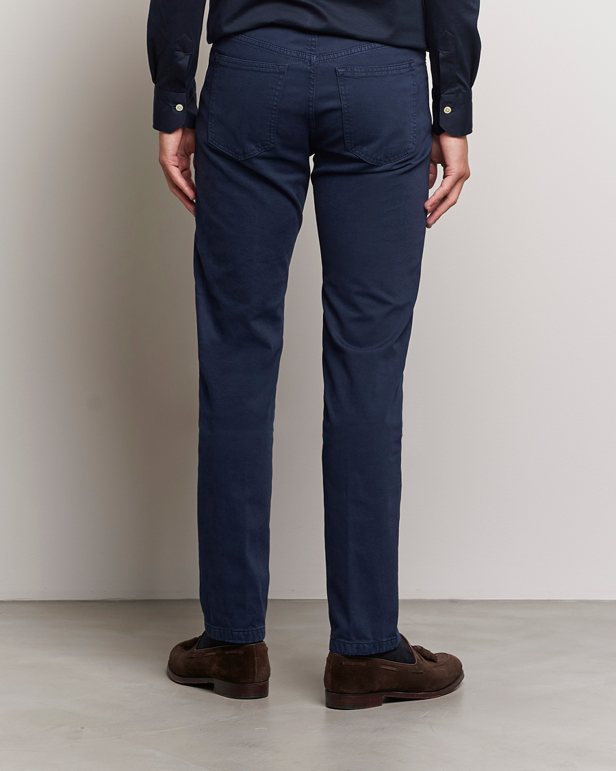 Herre | Bukser | Kiton | Slim Fit Cashmere/Cotton 5-Pocket Pants Navy