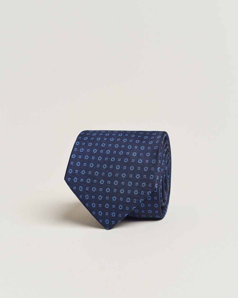 Herre | Kiton Micro Dot Silk Tie Navy | Kiton | Micro Dot Silk Tie Navy