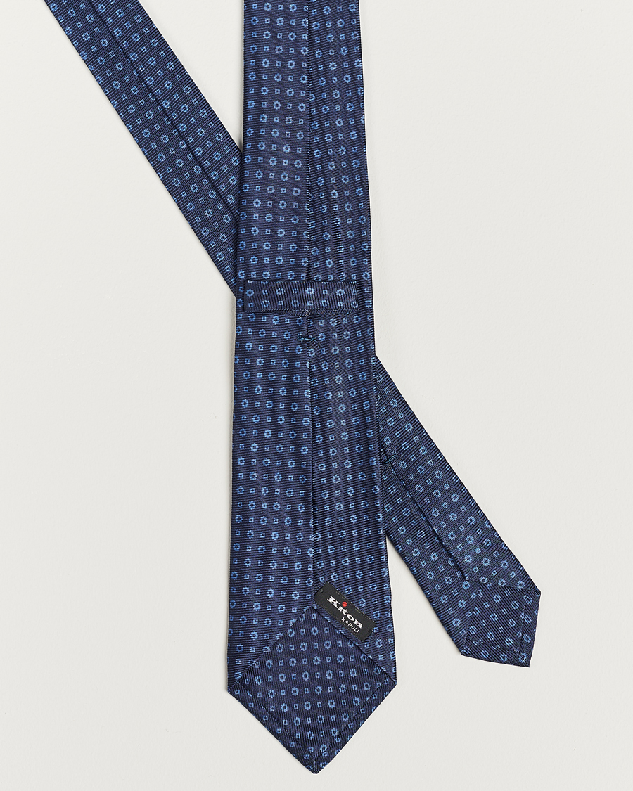 Herre | Kiton Micro Dot Silk Tie Navy | Kiton | Micro Dot Silk Tie Navy