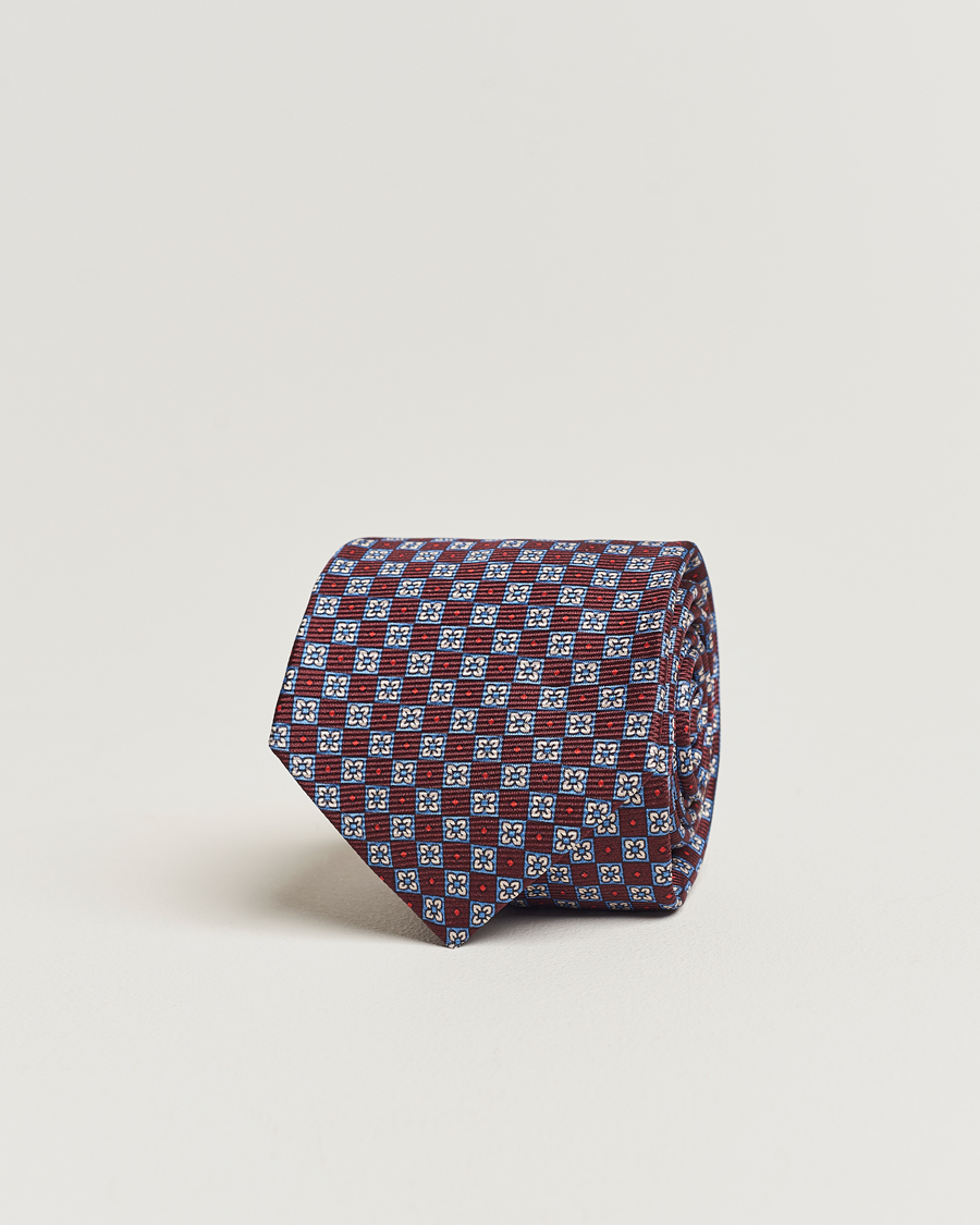 Herre |  | Kiton | Micro Print Silk Tie Burgundy