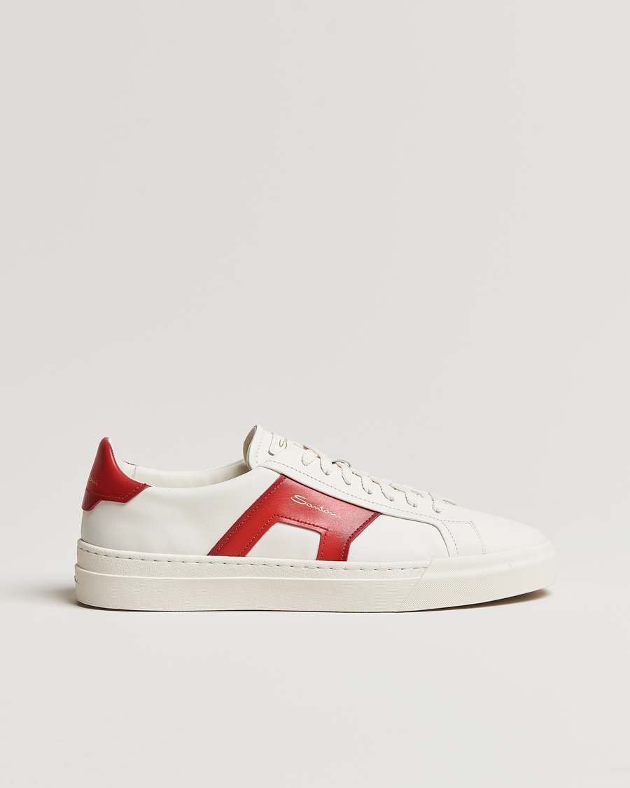 Herre | Santoni | Santoni | Double Buckle Sneakers White/Red