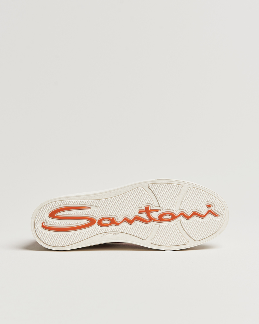Herre | Santoni Double Buckle Sneakers White/Red | Santoni | Double Buckle Sneakers White/Red