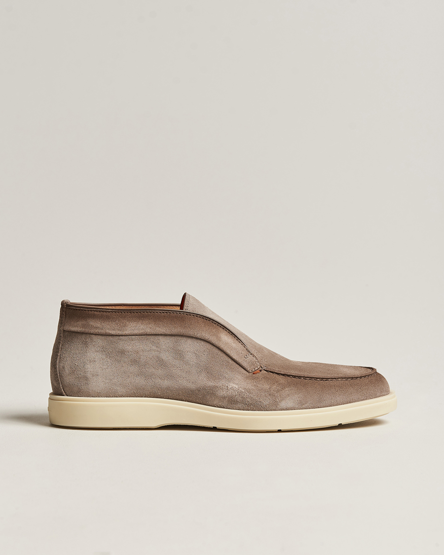 Herre | Santoni Open Chukka Boots Taupe Suede | Santoni | Open Chukka Boots Taupe Suede
