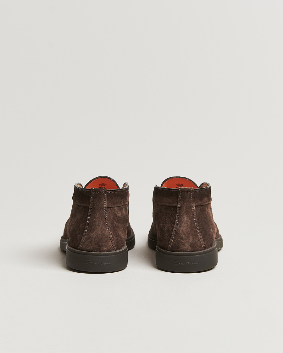 Herre | Santoni Open Chukka Boots Dark Brown Suede | Santoni | Open Chukka Boots Dark Brown Suede