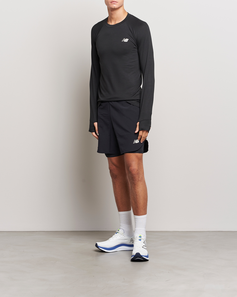 Herre | T-Shirts | New Balance | Running Q Speed Jacquard Long Sleeve T-Shirt Black