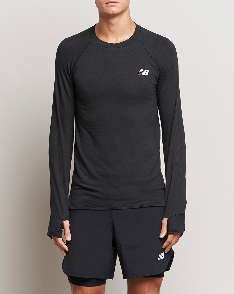 Herre | Svarte t-skjorter | New Balance | Running Q Speed Jacquard Long Sleeve T-Shirt Black