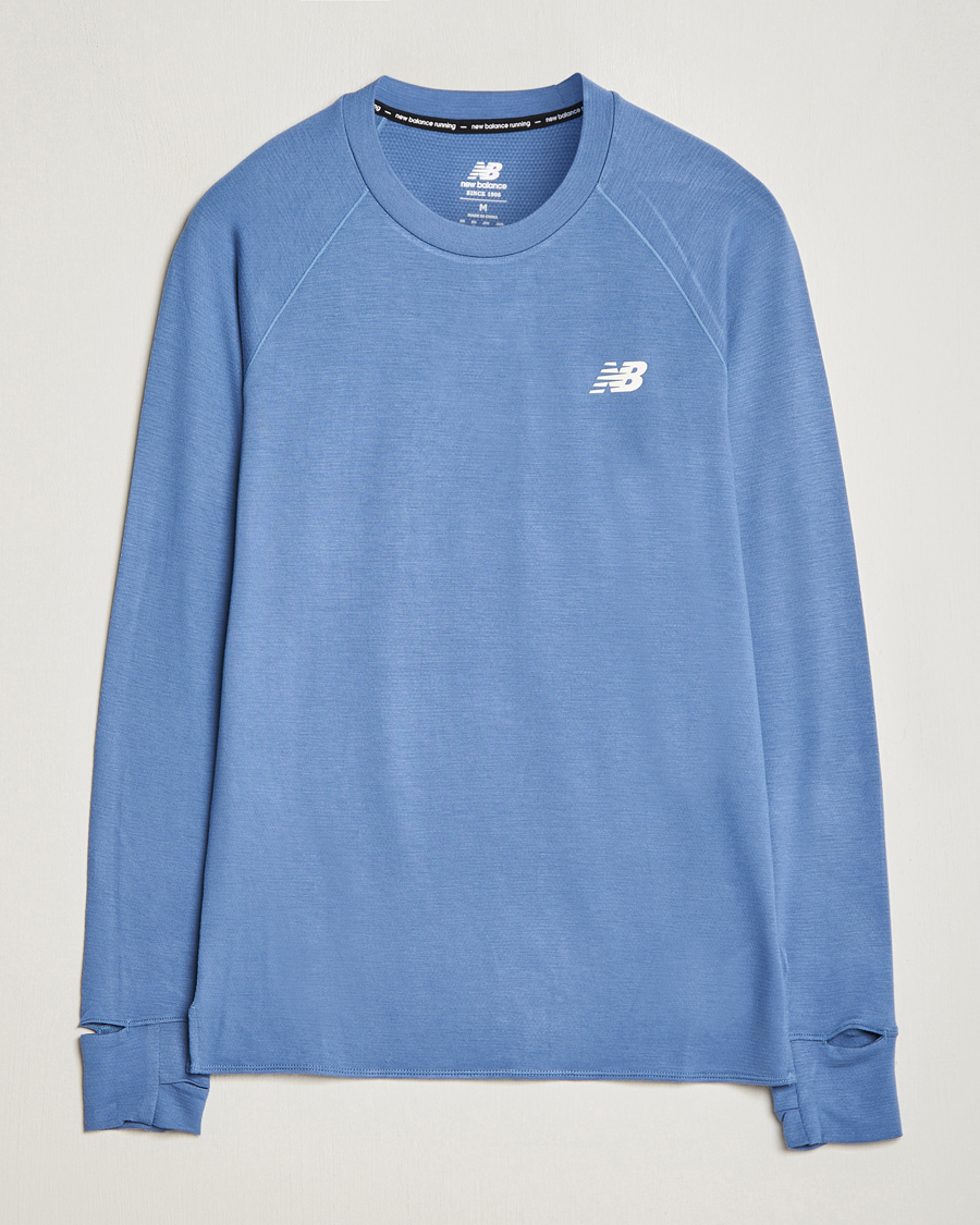 Herre | T-Shirts | New Balance | Running Q Speed Jacquard Long Sleeve T-Shirt Mercury Blue