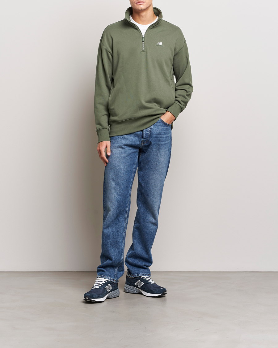 Herre | Gensere | New Balance | Athletics Terry 1/4 Zip Deep Olive Green