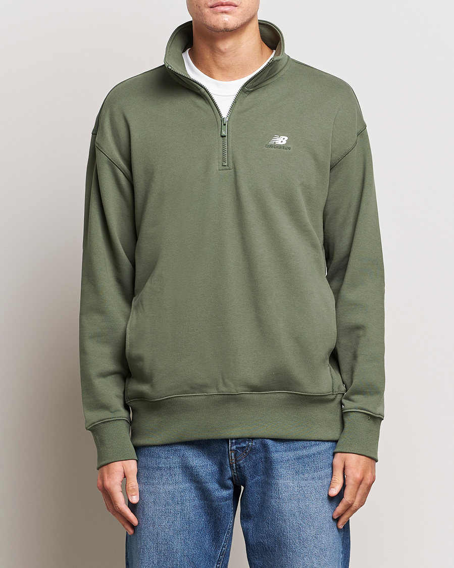 Herre | Gensere | New Balance | Athletics Terry 1/4 Zip Deep Olive Green