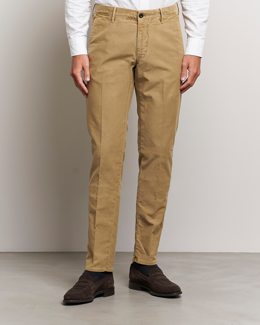 Herre |  | Incotex | Slim Fit Garment Dyed Slacks Khaki