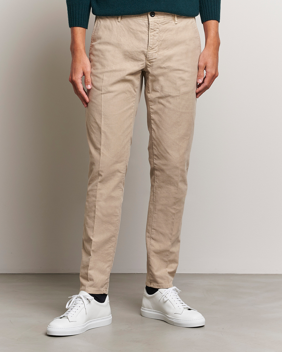 Herre | | Incotex | Slim Fit Garment Dyed Slacks Beige
