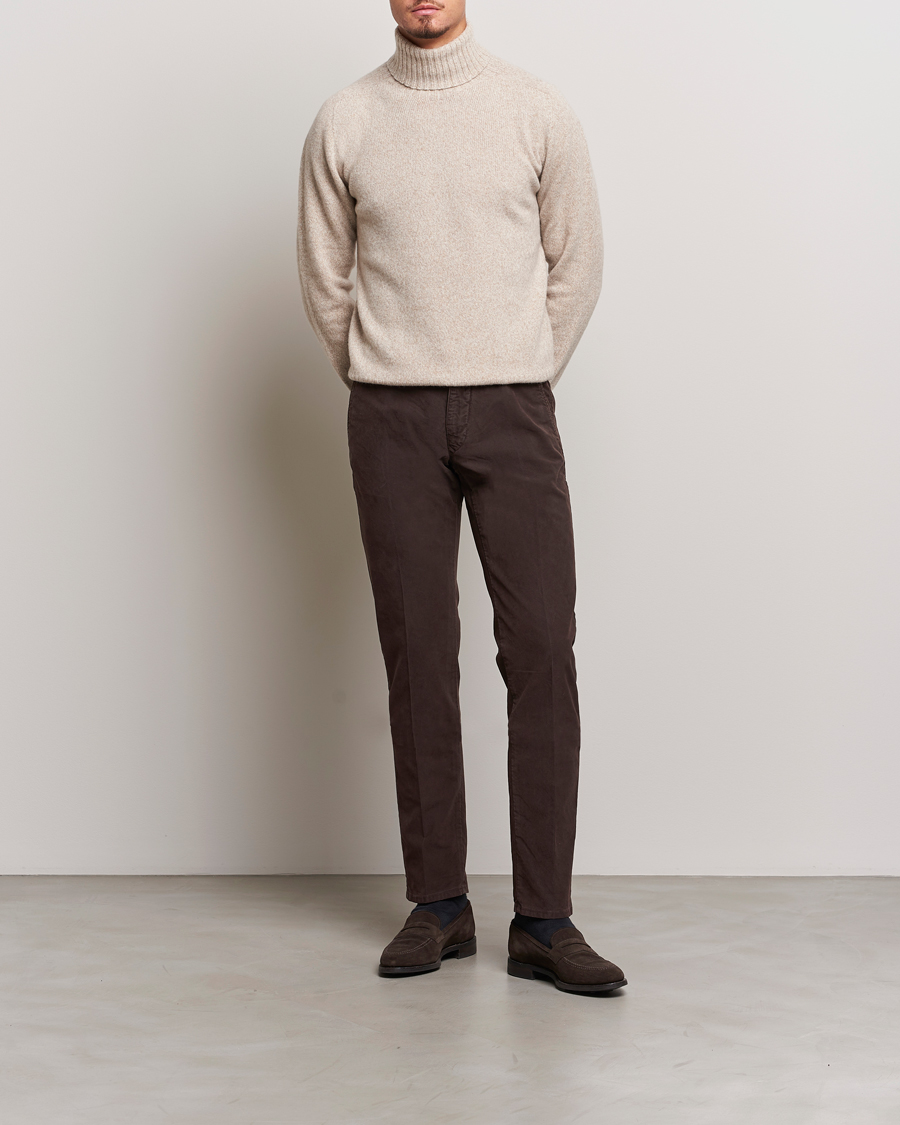 Herre | Bukser | Incotex | Slim Fit Garment Dyed Slacks Dark Brown