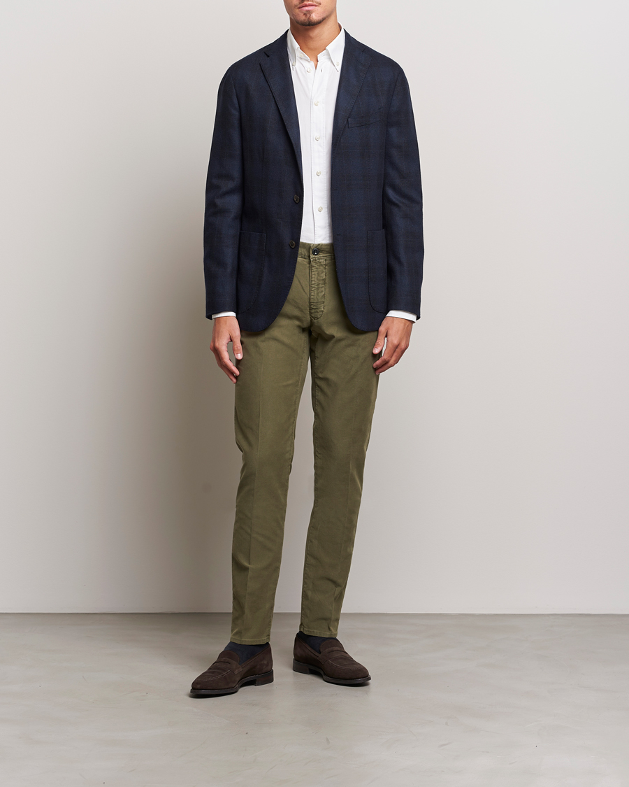 Herre | Bukser | Incotex | Slim Fit Garment Dyed Slacks Military