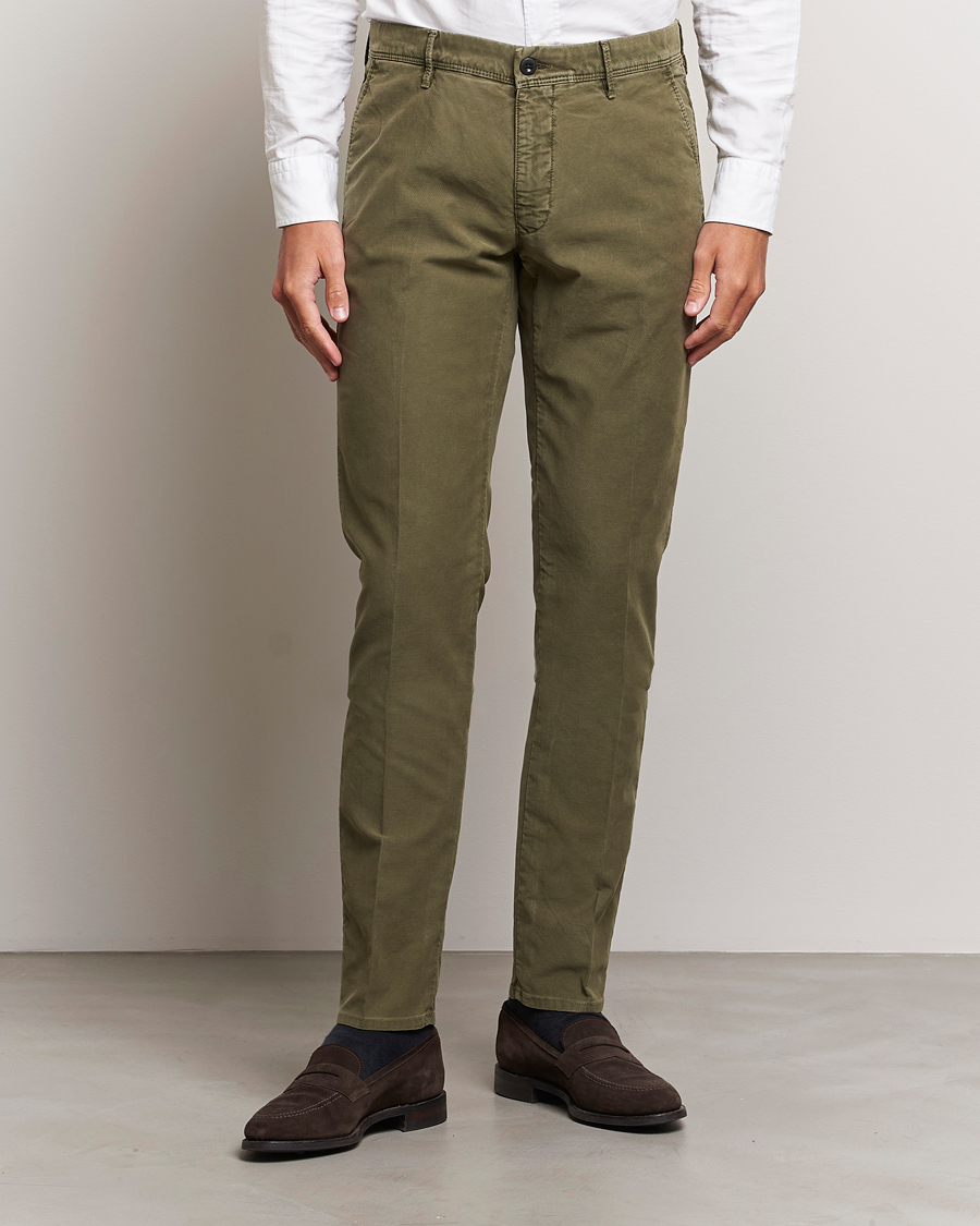 Herre | Bukser | Incotex | Slim Fit Garment Dyed Slacks Military