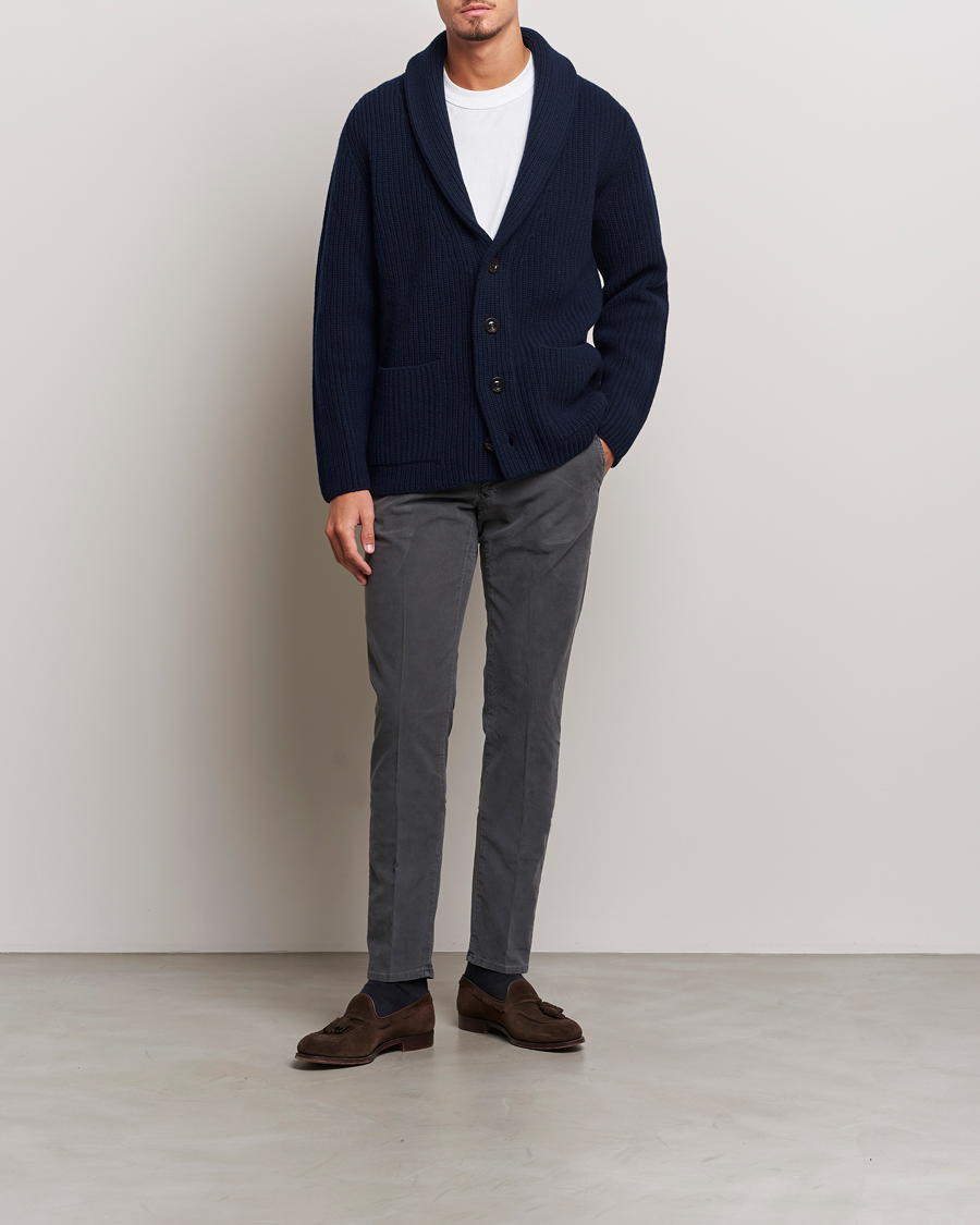 Herre | Bukser | Incotex | Slim Fit Garment Dyed Slacks Dark Grey