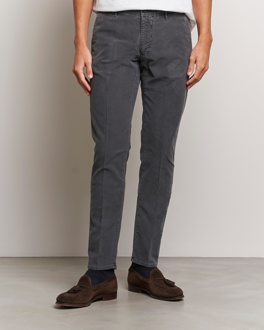 Herre | Italian Department | Incotex | Slim Fit Garment Dyed Slacks Dark Grey