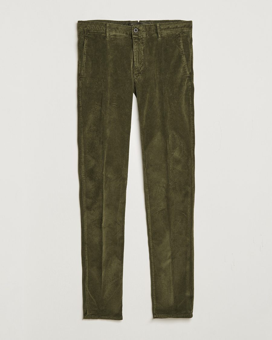 Herre | Bukser | Incotex | Slim Fit Leisure Cord Slacks Forest Green